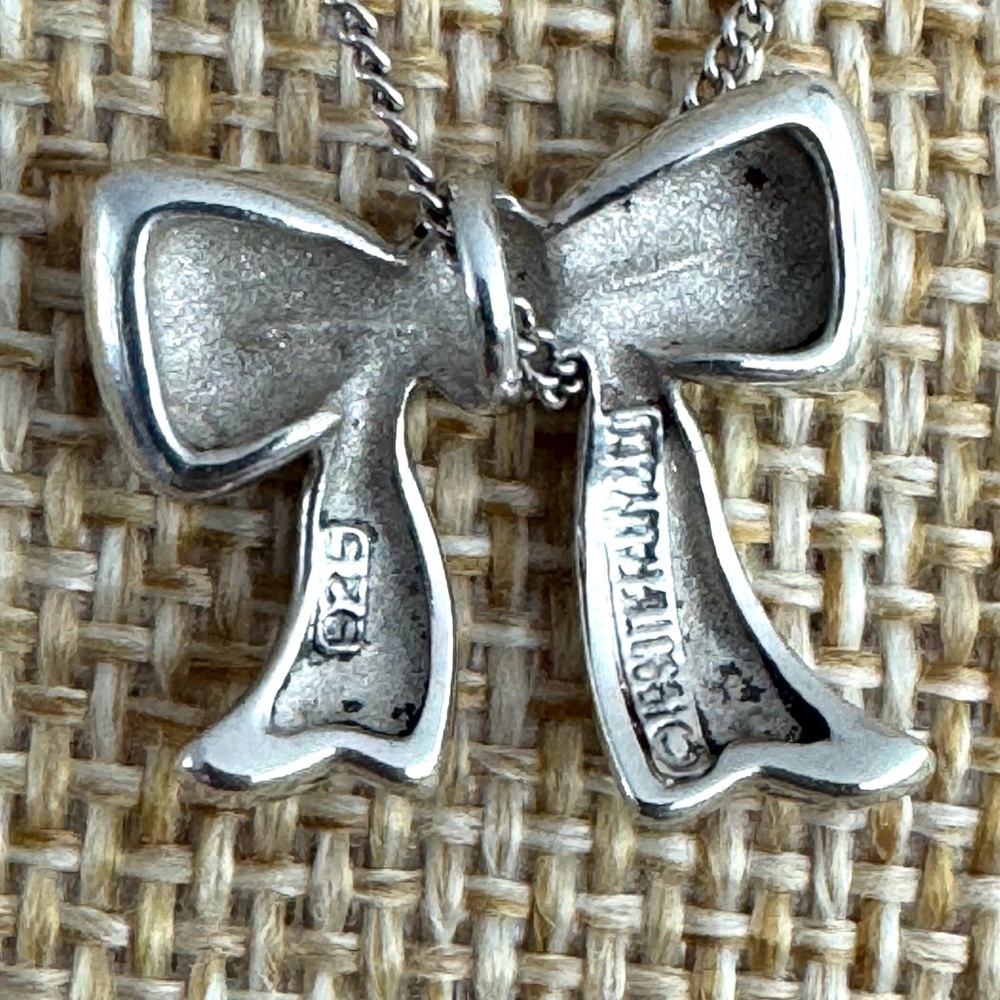 TIFFANY & CO. Sterling Silver 925 Ribbon Bow Necklace 18” - Picture 7 of 8